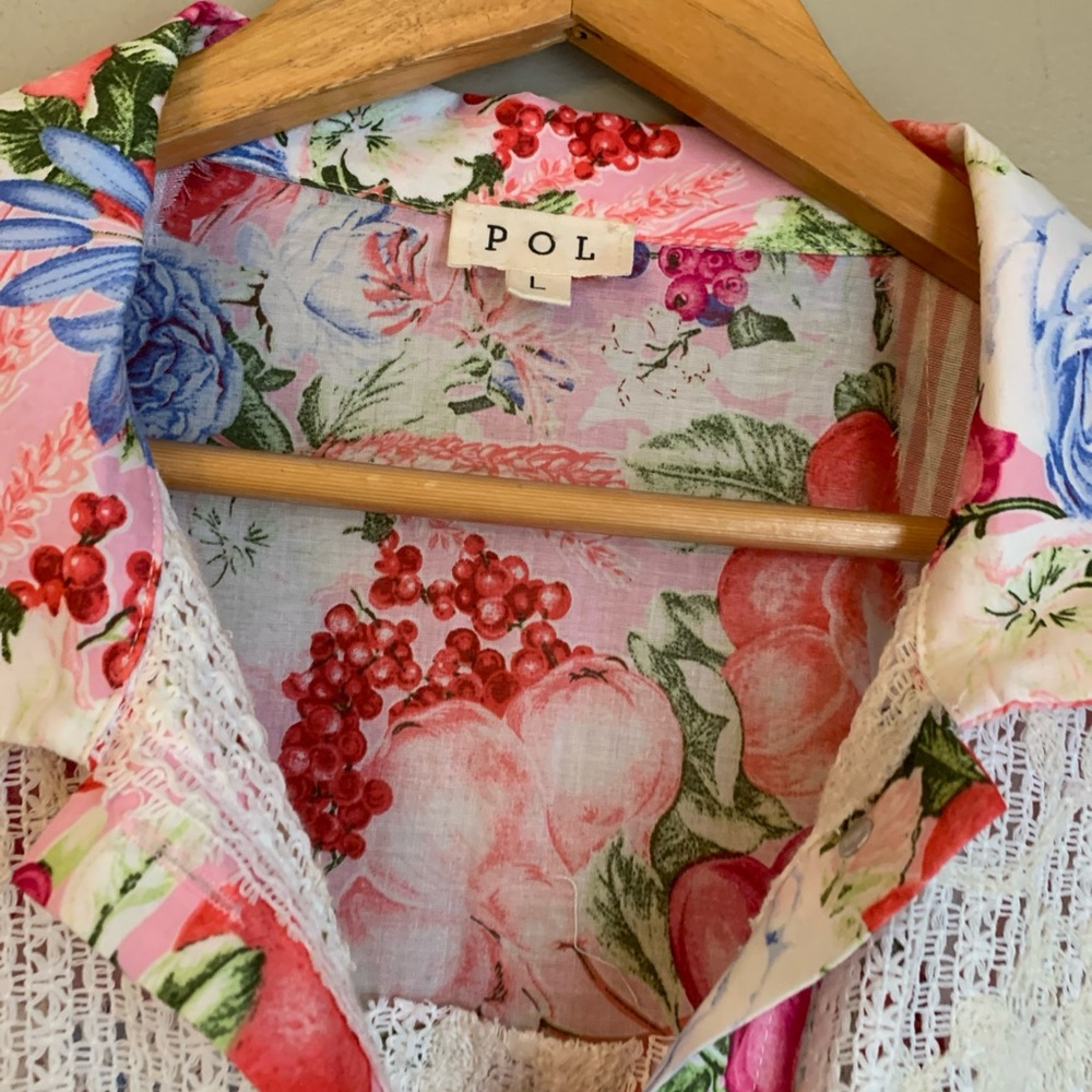 POL Womens Oversized Patchwork Button Down Shirt … - image 6